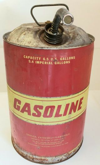 Vintage 6.  5 Gallon Metal Gas (gasoline) Can