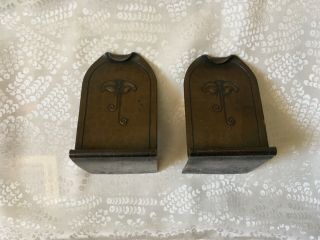 Signed Roycroft Hand Hammered Copper Bookends.  Arts And Crafts