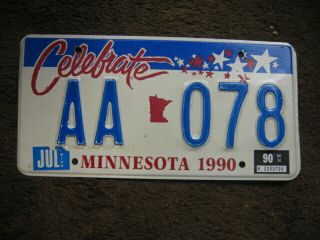 1990 Minnesota " Celebrate " License Plate