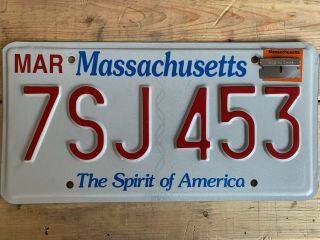 Massachusetts (ma) The Spirit Of America License Plate W Sticker
