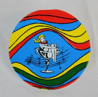 3 Vtg Noisemakers Tin Litho Party Girl in Cocktail Martini Glass Music 2
