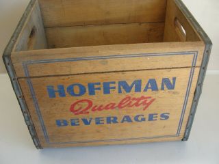 Antique Hoffman Quality Beverages Wooden / Metal Crate Newark N.  J.  Usa