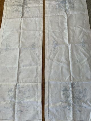 2 Vtg Progress Stamped Embroidery Oyster Linen Table Buffet Scarf