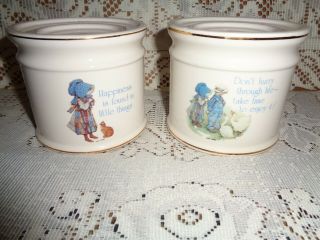Holly Hobbie Vintage Pillar Candle Holder Set Of 2 Happiness & Don 