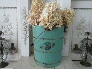 The Best Old Vintage Wood Ice Cream Bucket Green With Label Use As Planter