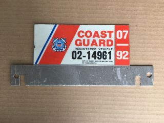 1992 Coast Guard License Plate Registered Vehicle Tag Expired