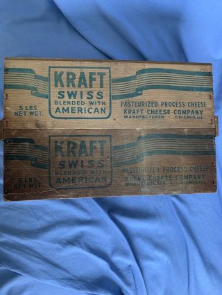 Kraft Vintage Wooden Cheese Box 5 Pound Swiss Cheese (2)