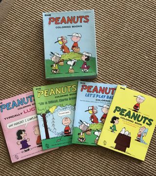 Vintage 1968 Peanuts Coloring Books Boxed Set Of 4