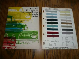 1966 Plymouth Sales Brochure & Set Of Ditzler Paint Chips - Vintage