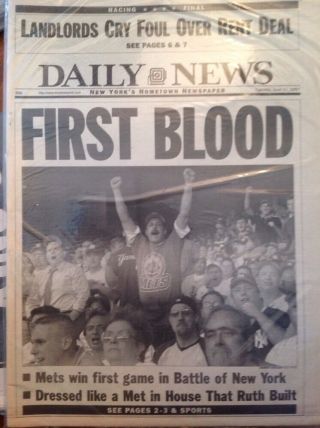York Mets Yankees 1st Interleague Game Daily News Newspaper Subway Series 97