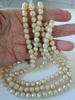 Vintage Crinkle Pearl Necklace 54 " Very Long Flapper Style