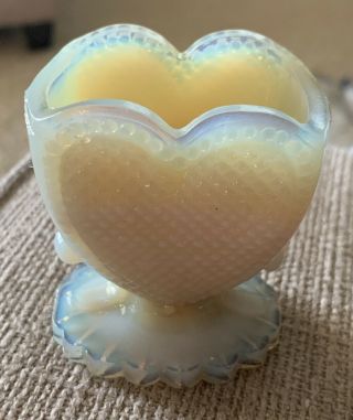 Vintage Dagenhart Slag Glass Heart Shaped Sweetheart Toothpick Holder