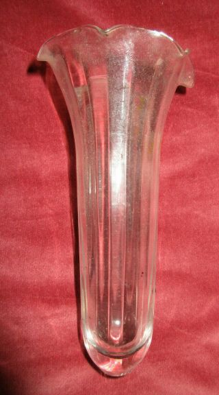 Vintage Art Glass Epergne Trumpet Vase Clear Glass Insert Fluted