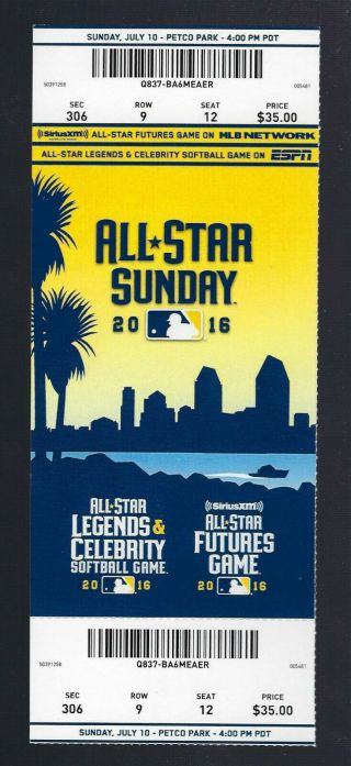 2016 Baseball All - Star Sunday Futures Full Ticket - - Yoan Moncada