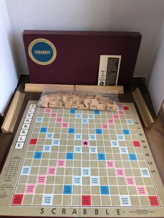 Vintage Scrabble Crossword Board Game S&r Selchow & Righter Complete 1953