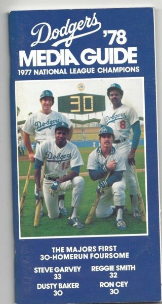 1978 Baseball Media Guide,  Los Angeles Dodgers,  Steve Garvey,  Dusty Baker Ron Cey