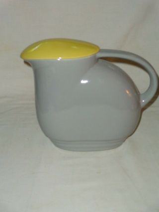 Vintage Mcm Westinghouse Hall China Refrigerator Water Pitcher Gray And Yellow