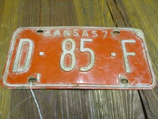 1971 Kansas License Plate Dealers Tag D - 85 - F