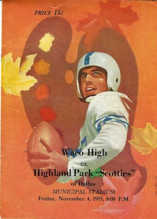 1955 Highland Park Scotties Vs Waco Tigers Texas High School Football Program