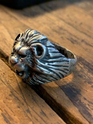 Lion Ring Vintage Solid 925 Sterling Silver Leo Size 9 Mens Womans Unisex