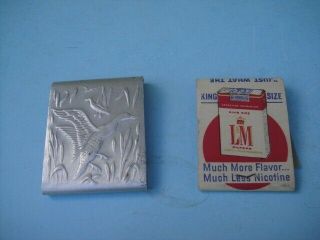 Vintage Hammered Duck Match Book Holder W/ L&m Cigarettes Matchbook