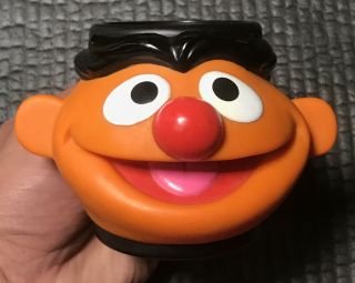 Vintage Applause Inc.  Sesame Street Ernie Plastic Mug / Cup W/ 3d Face 6ozs.