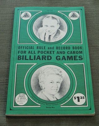 Vintage 1968 Official Rule & Record Book For Pocket & Carom Billiard Games