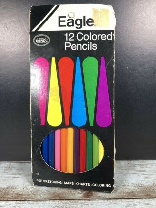 Vintage Berol Eagle 12 Colored Pencils Box