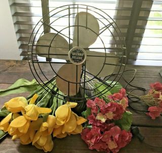 Antique Vtg Fan 10 " Western Auto Wizard Deluxe Oscillating Perfect For Mancave
