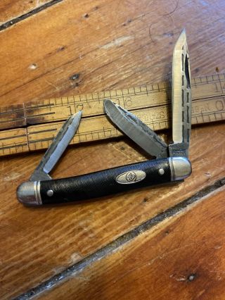 Vintage Imperial Prov Ri Usa 3 Blade Pocket Knife Black Snap