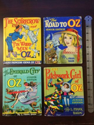 4 Vintage Books Scarecrow & The Tin Woodman Of Oz,  Road To Oz,  Emerald City Of