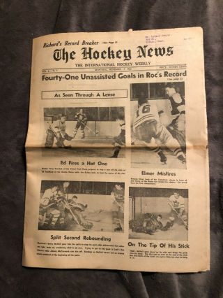 1952 The Hockey News: Nov 15,  Vol 6 No 7,  Sawchuk,  Lach On Cover,  Nhl,  Ahl,  Pcl,