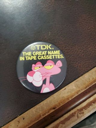 Vintage 1982 Tdk Vhs Cassette Tapes Pink Panther Pinback Button