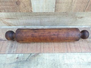 Antique Rolling Pin Primitive Hand Carved One Piece Wooden Rolling Pin