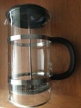 Vintage Pyrex French Coffee Press Silver Chrome Trim - 8 1/2 In Cafetiere 8 Cup