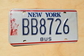 Vintage York Statue Of Liberty Bus License Plate; Bb8726; Embossed