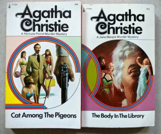 2 Vintage Agatha Christie Books The Body In The Library & Cat Among The Pigeons