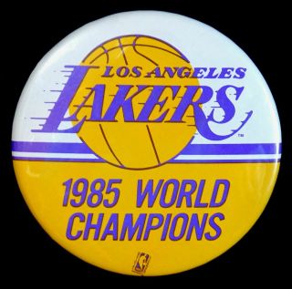 Vintage 1985 Los Angeles Lakers World Champions Button Nba Official Licensed