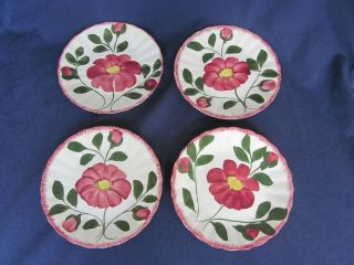 Set Of 4 Vintage Blue Ridge Southern Potteries Red Nocturne Bread Plates
