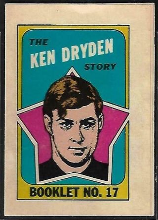 1971 - 72 Opc (o - Pee - Chee) Booklet Insert Nhl: 17 Ken Dryden,  Montreal Canadiens