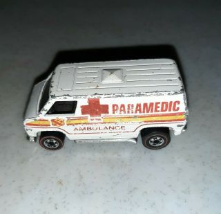 Vintage Hot Wheels Red Line 1974 White Paramedic Ambulance Van