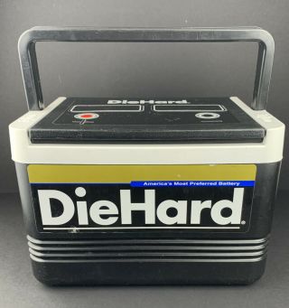 Vintage Igloo Die Hard Battery Cooler Lunchbox Ice Chest 6 Cans Man Cave