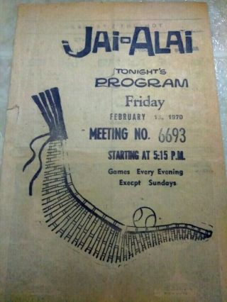 1970 Manila Fronton Jai Alai Program