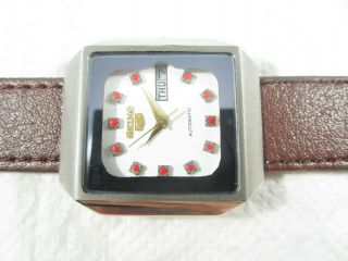 Vintage Seiko 5 Automatic Day - Date White Dial Japan Made Wrist Watch V738