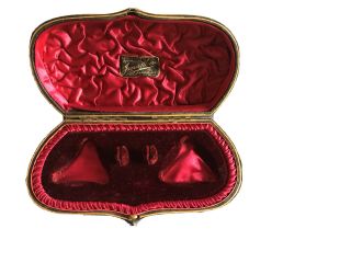 Antique Leather Jewelry Box,  Circa 1900 England,  Velvet
