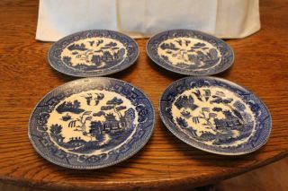 3 Vintage Occupied Japan Blue Willow 6 " Plates And 1 Saucer