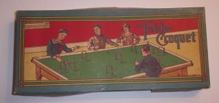 Vintage Antique Table Croquet Game By Pressman