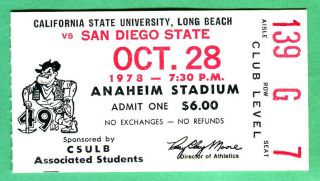 10/28/78 Sd State Vs.  Cal State/long Beach Football Ticket Stub
