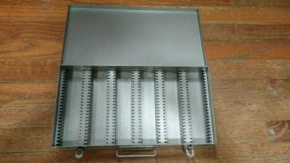 Brumberger Metal Slide Box Tray File Box Silver 35mm Slides Vintage Shape