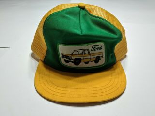Vintage Ford Usa Hat Snapback Cap Patch Green Truck 1970s Pickup Off Road